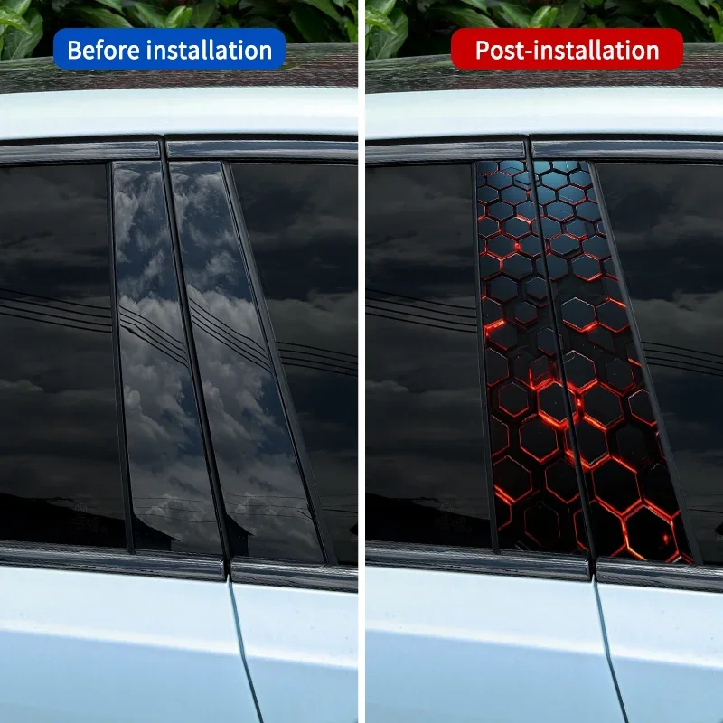 1PC Honeycomb Geometric Car Stickers Auto B Pillar C Pillar Waterproof Vehicle Center Column Decor Cover Scratch DIY PET Decals