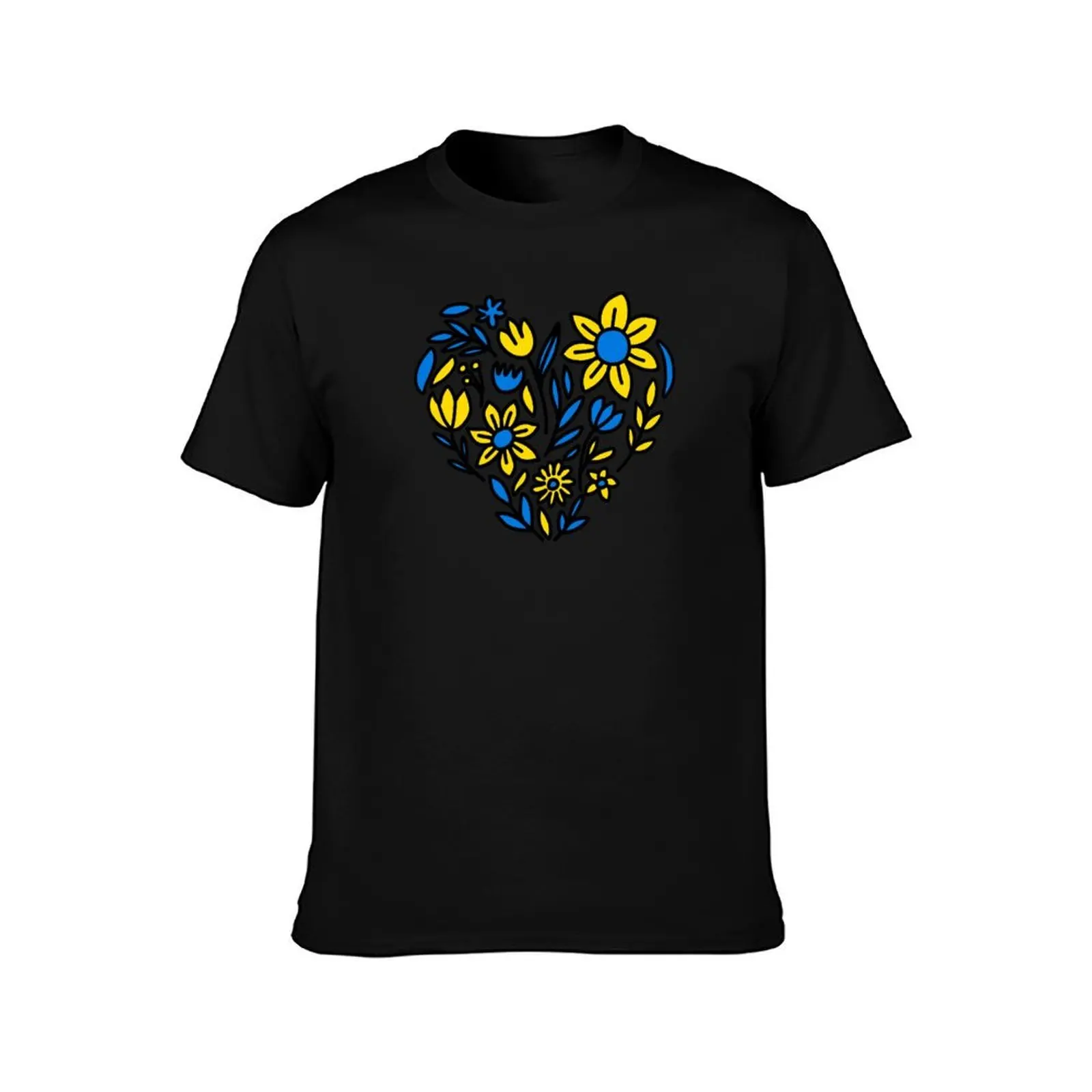 Heart Fom Flowers. Colors of Ukraine. T-Shirt, Summer Casual Cotton Tee, Oversized Streetwear Tops, Vintage Graphic Print