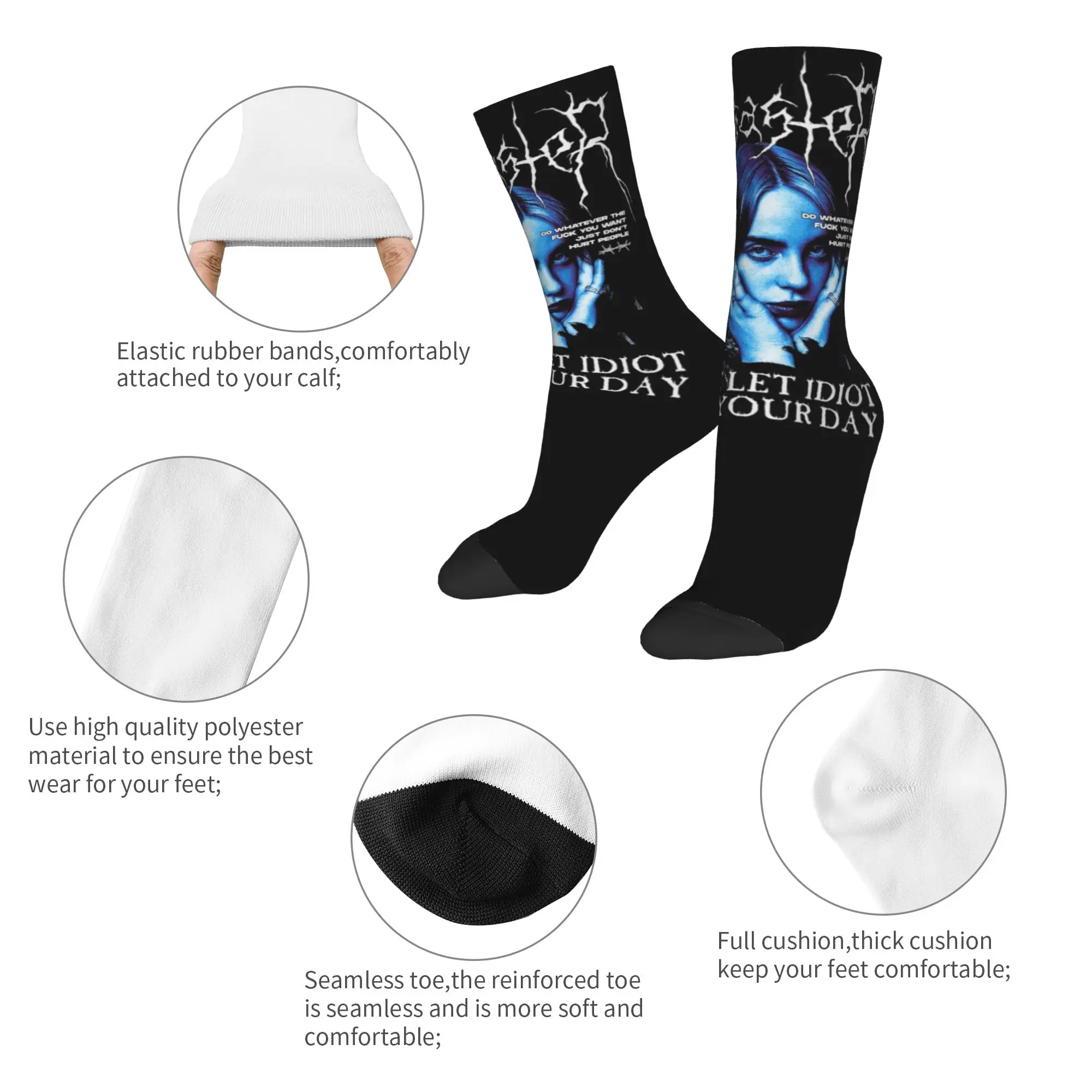 Happy Funny Male Men Socks Crazy Vintage B-Billie-Girl E-eilish Sock Graphic Women's Stockings Spring Summer Autumn Winter,