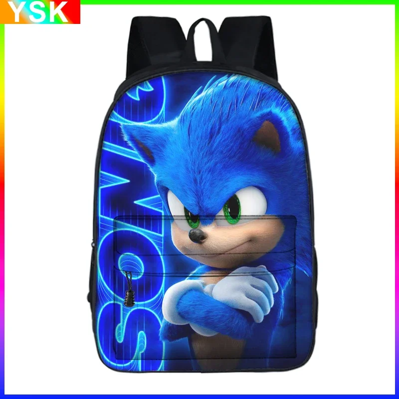 Sonic with Compartments Primary and Middle Students Schoolbag Sport Backpack Boy Girls Anime kawaii Cartoon School Bag Mochila