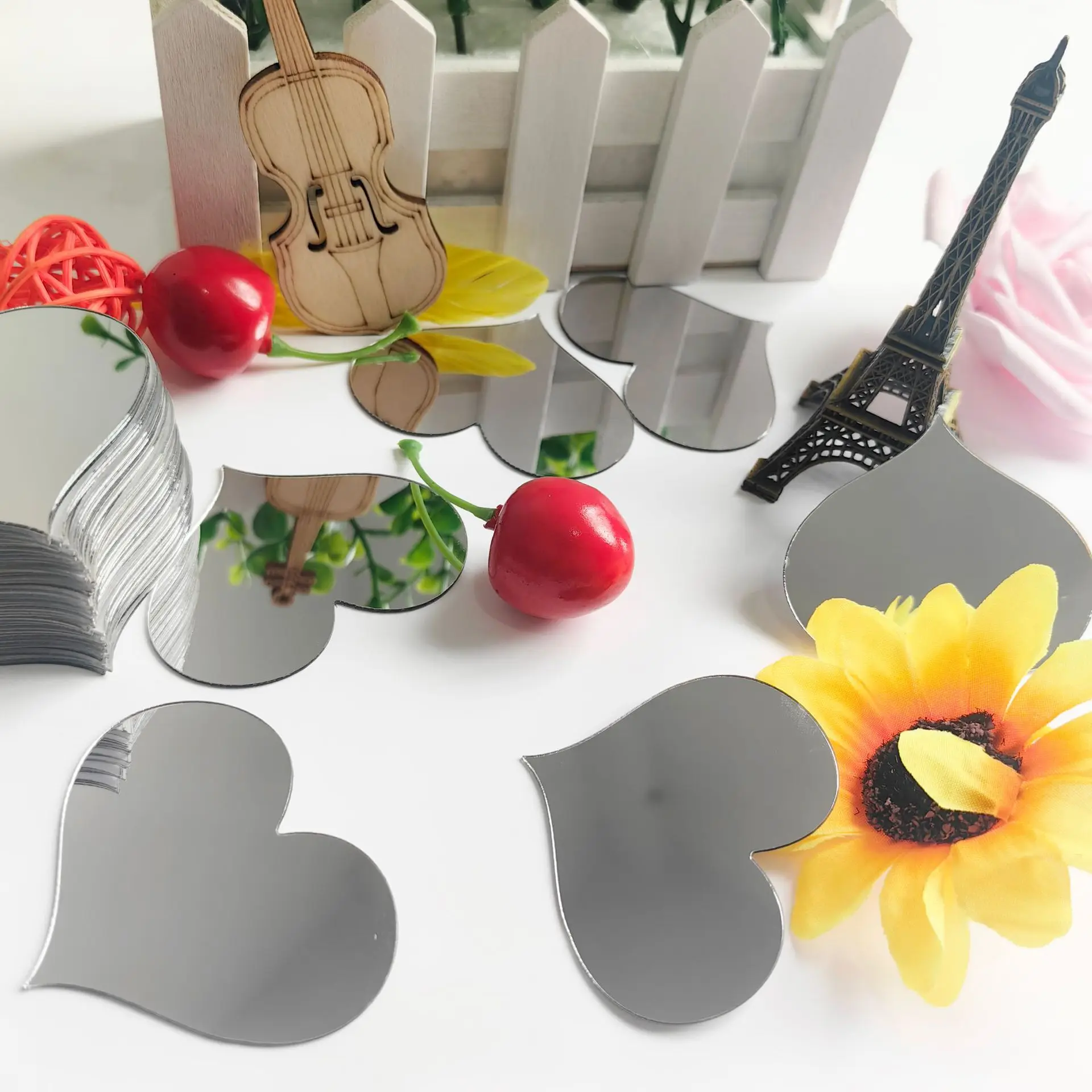 50pcs Mini carré 5 cm/4 cm acrylique miroir carreaux autocollants centre commercial adhésif mosaïque pour bricolage artisanat Art fournitures maison mur porte décor