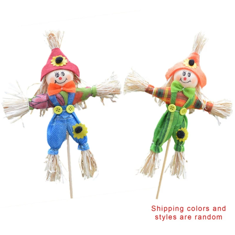 Cute Autumn Fall Harvest Scarecrow Decorations Thanksgiving Ornament For Stakes Yard Decoration Halloween Scary Ornament