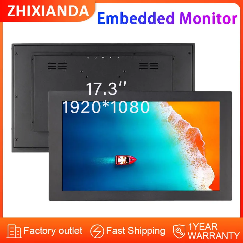 

Zhixianda OEM ODM 17,3-дюймовый ЖК-дисплей с сенсорным экраном 1920*1080 Встроенный монитор с HD VGA DVI для промышленной автоматизации