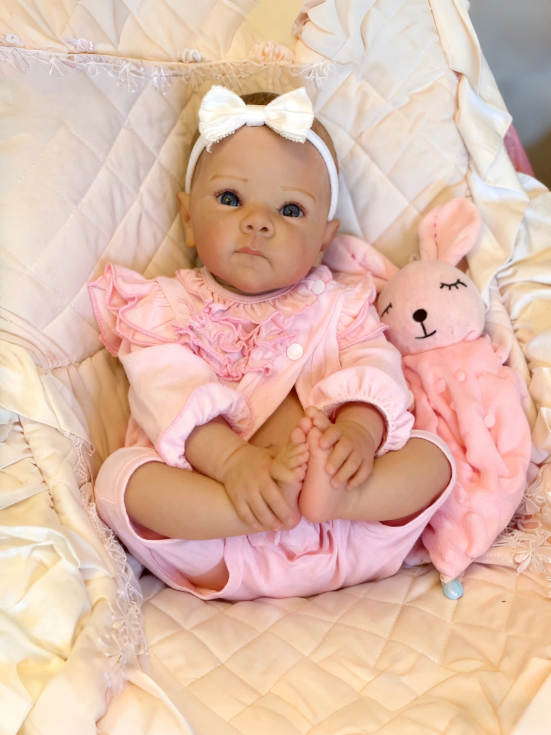 18 インチのリアルなリボーンベビーガール人形手作りオープンアイベティ 3D ペイントスキンベベ子供の誕生日プレゼント用