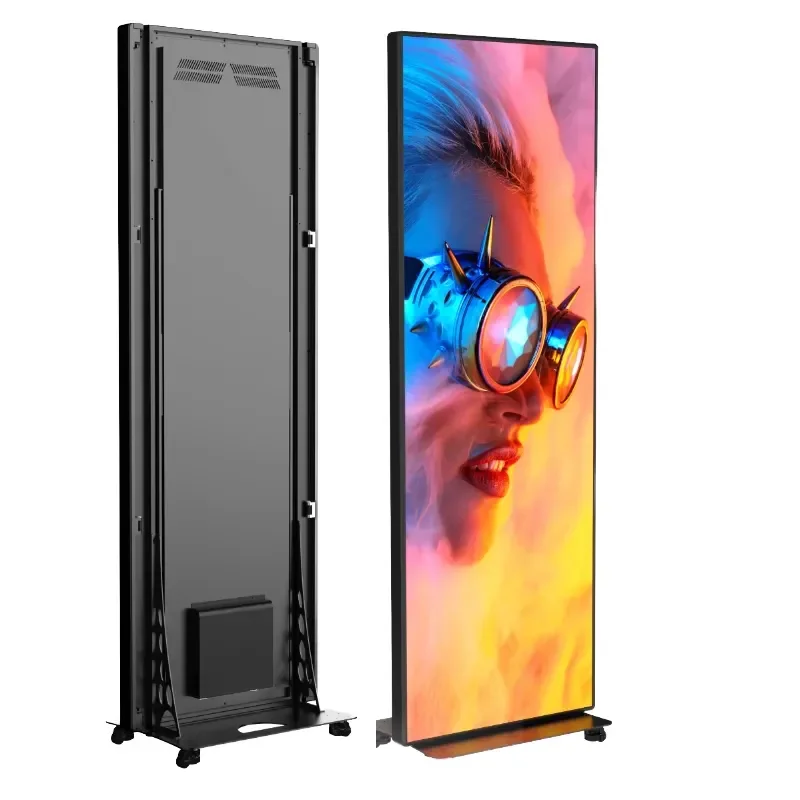 Electric Vertical LED 8K HDR10+ Poster Display Multi Language Intelligent Digital Signage Moving Stand Indoor/Outdoor