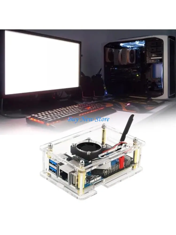20CE Acrylic Case for Orange 4 LTS Protpratective for Case with Cooling Fan Heat Gustipation Protector