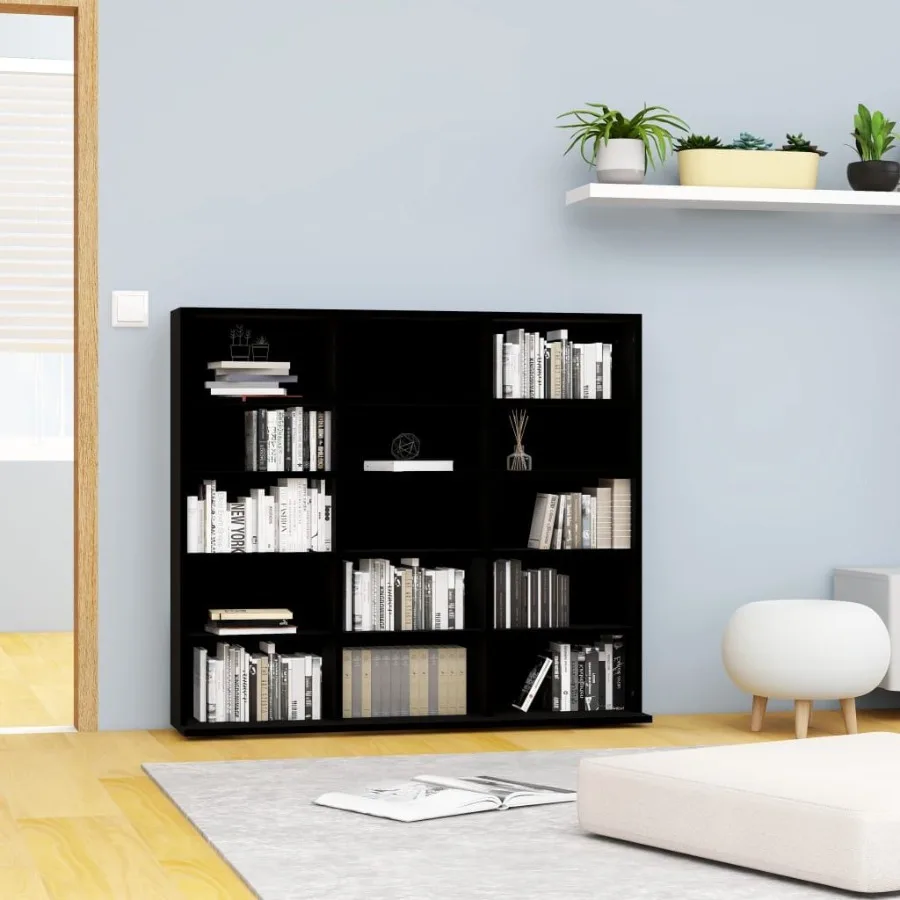 

CD Cabinet Black 40.2x9.1x35.2 Engineered Wood