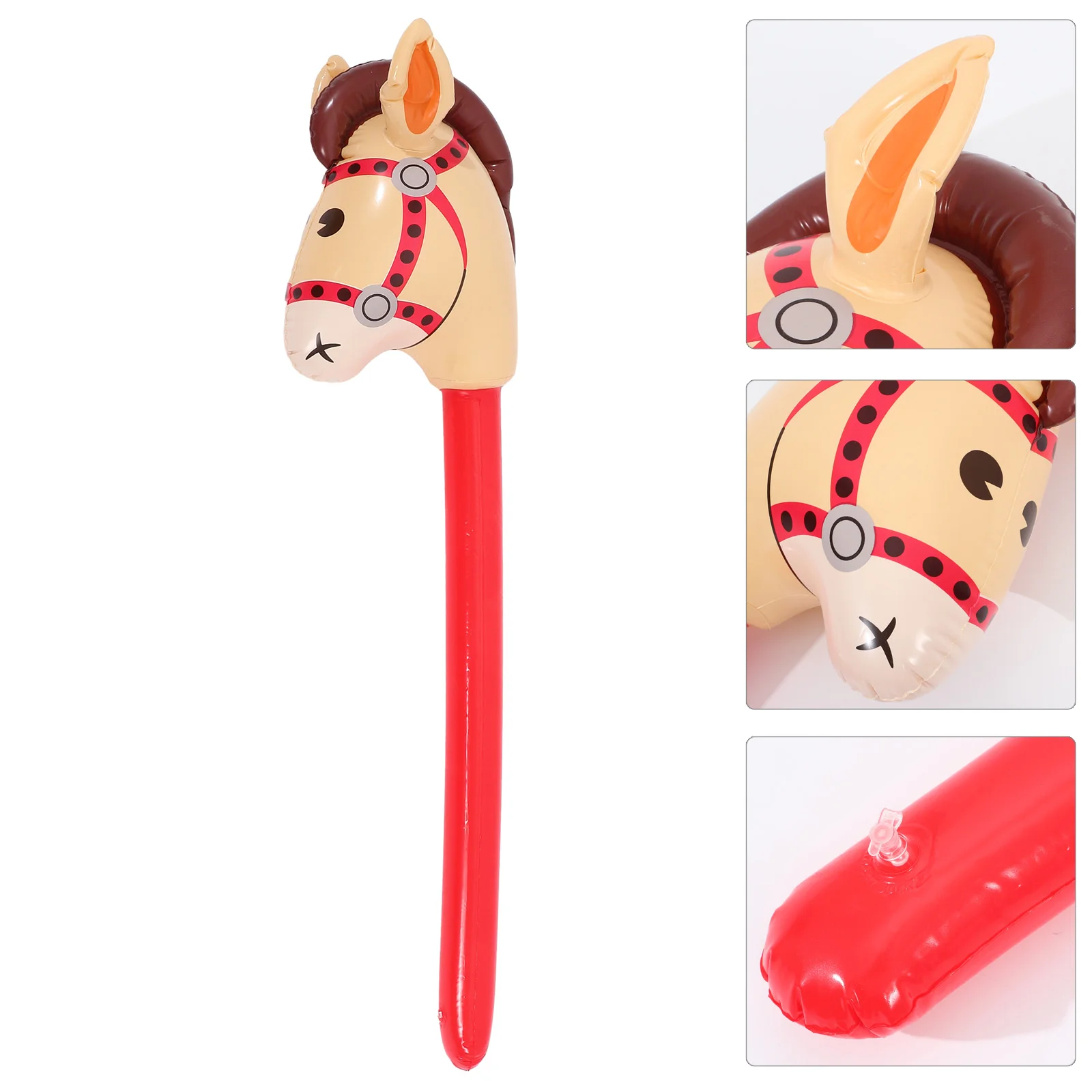 

3 Pcs Cowboy Toys Animal Long Stick Ornaments for Kids Inflatable Horse Head Animals