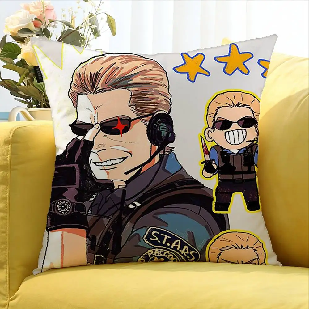GAME Albert Wesker  Various Sizes Square Pillow Case For Car Home Bedchamber Decor