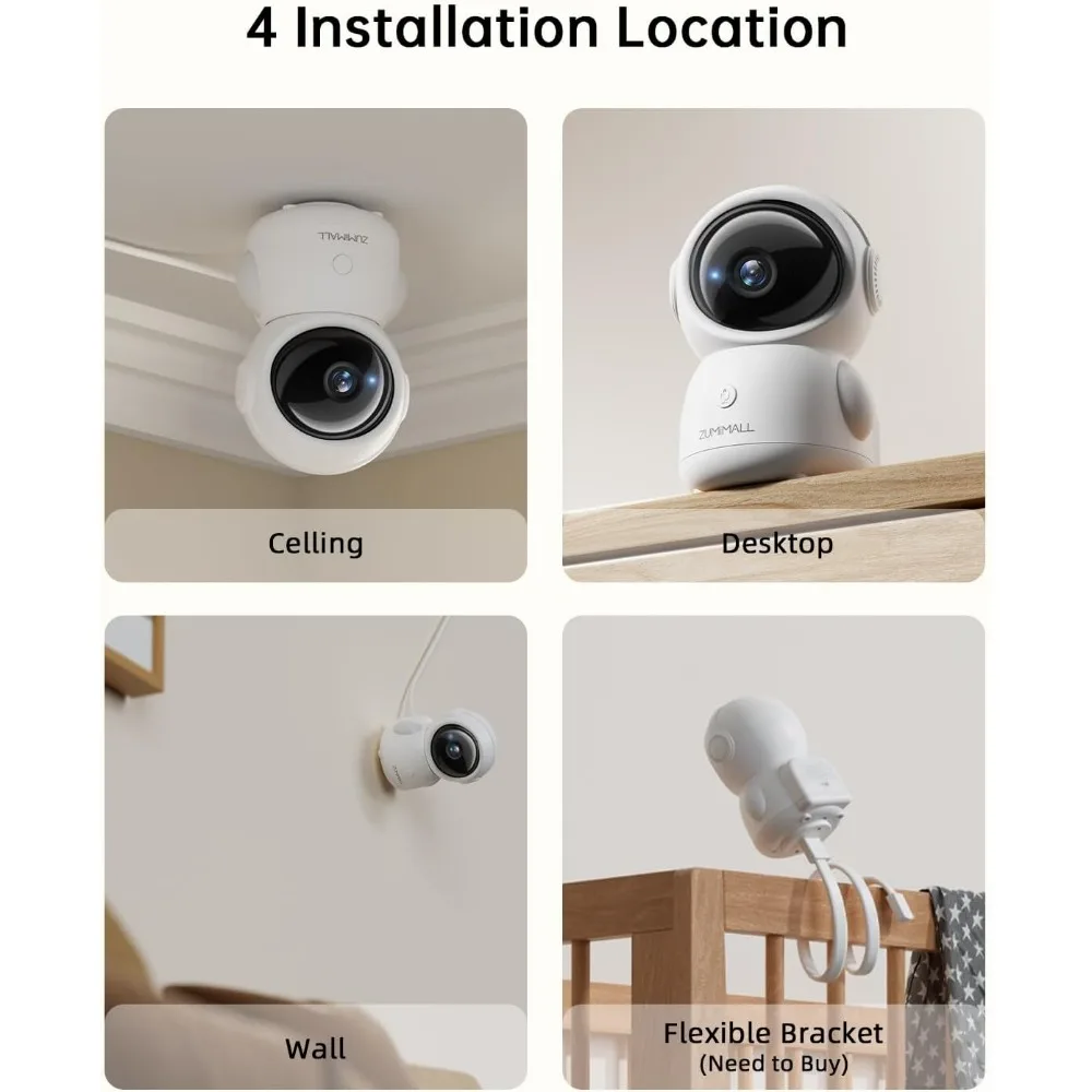 Security camera indoor, 5g/2.4g wifi baby monitor with camera and audio, 2k wired pet cameras for home security, one-click call