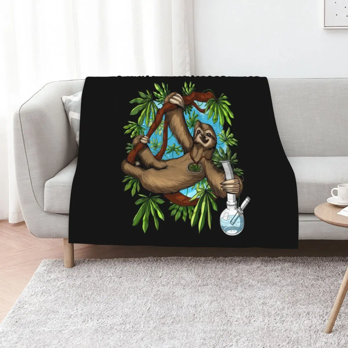 

Sloth Weed Stoner Throw Blanket Custom Beach Beautifuls Decorative Throw Blankets