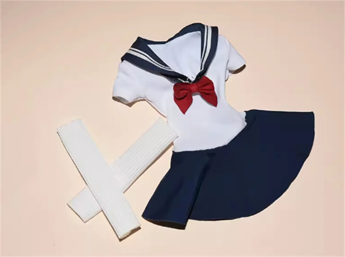 1/6 Yong Tight  Student School Uniform Sailor  Clothes Dress Super Short Top MIni Pleated skirt Set  fit AT202 Action Figure