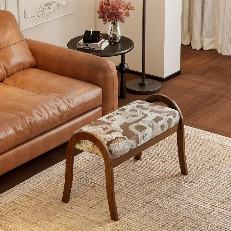 

Solid wood sofa footstool household living room multi-functional footstool new Chinese sofa with armrest shoe changing stool