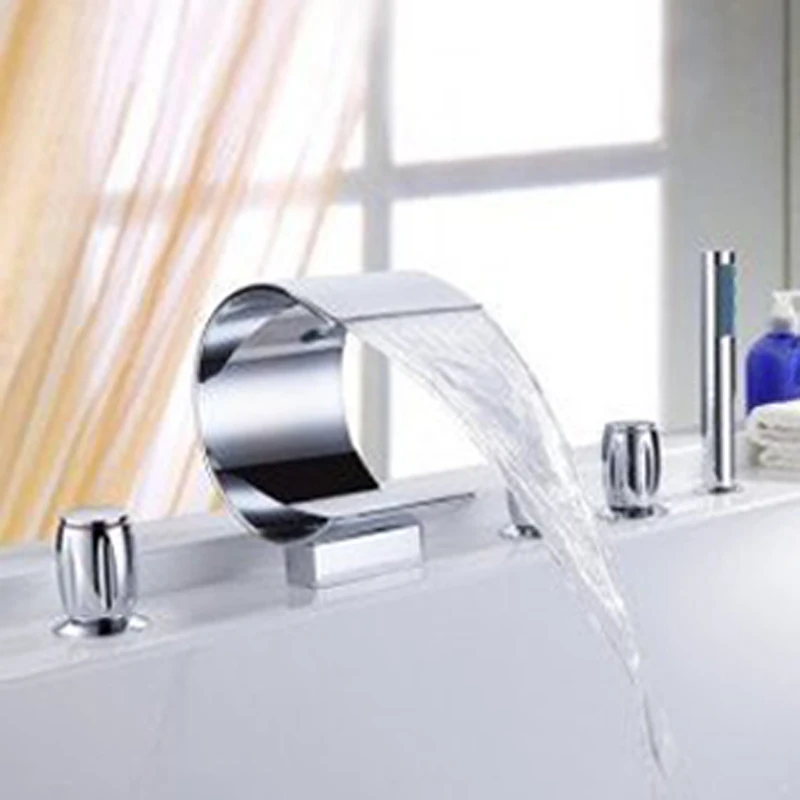 BAKALA Contemporary Chromed Sink Waterfall Bathtub Faucet Bathroom Bath Tub Mixer Taps With Hand Shower S-208H