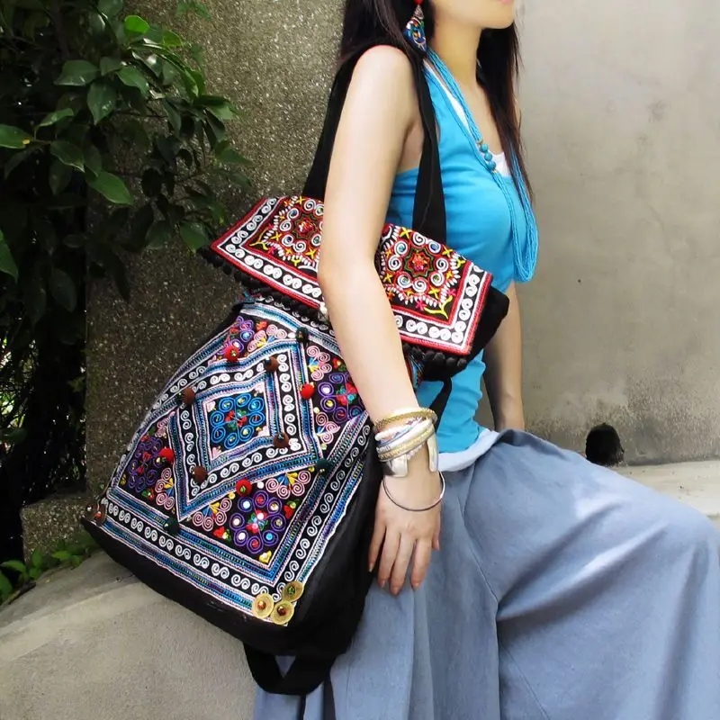 national style Chic large capacity embroidery bag one shoulder travel canvas bag Bohemia Cloth bag