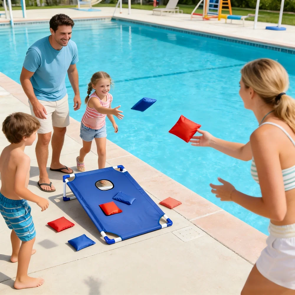 

Набор для игры в бин-бэгс, уличные игрушки для корнхола, для кемпинга, газона, двора, пляжа, бассейна, веселая семейная игра для вечеринок