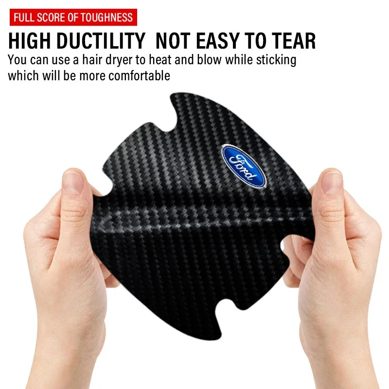 4 قطعة مقبض باب السيارة حماية ملصق شعار تصفيف السيارة لفورد فييستا MK7 مونديو MK4 ST التركيز MK1 MK2 MK3 التركيز 2 3 4 #3