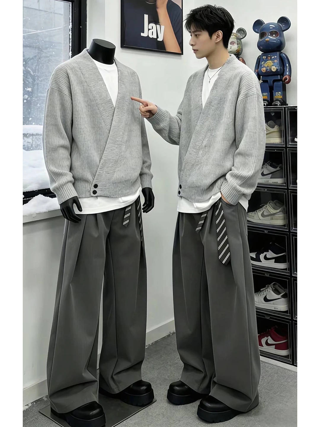 

Мужской вязаный кардиган Cleanfit с V-образным вырезом, свободного кроя, в стиле Old Money, весенняя новинка, китайский стиль, верхняя одежда