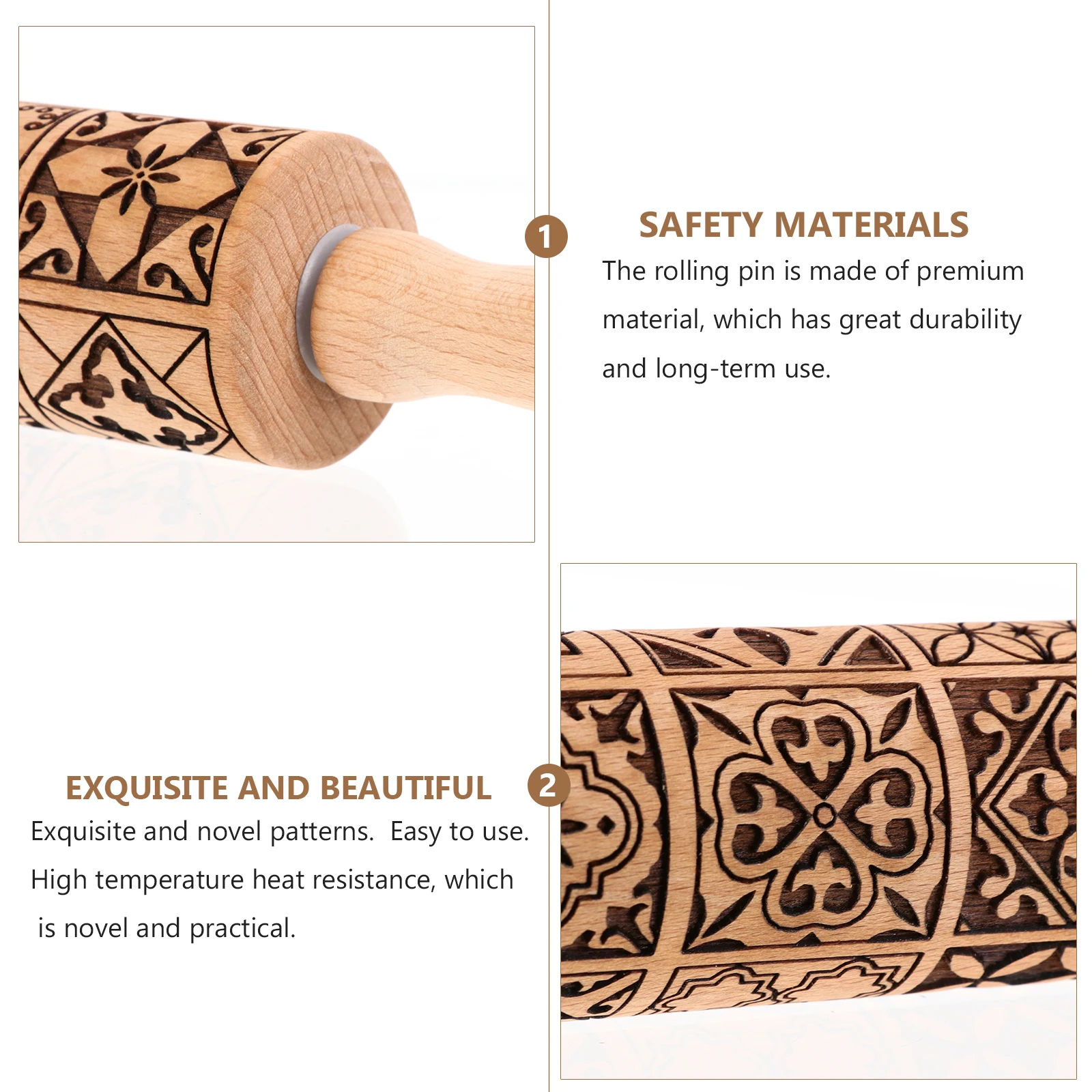 

1Pcs Wooden Rolling Pin Heat Resistant Kitchen Tool for Baking Pizza Dough Cookie Dumpling Fondant Rolling Pin