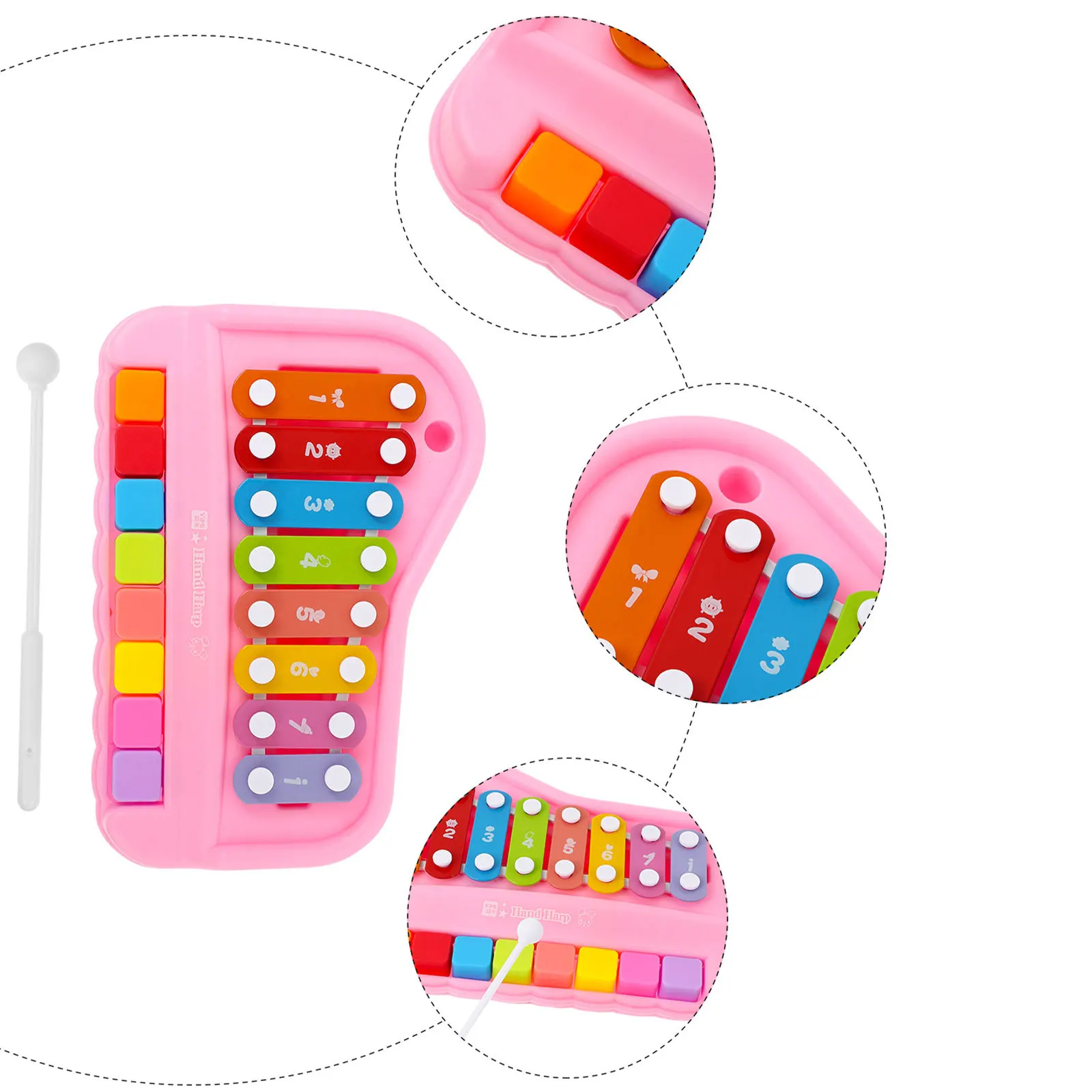 آلة موسيقية خشبية للأطفال إكسيليفون مكونة من 8 مقياس مفاتيح ملونة لتعلم الموسيقى وتعليم الأطفال الصغار في وقت مبكر