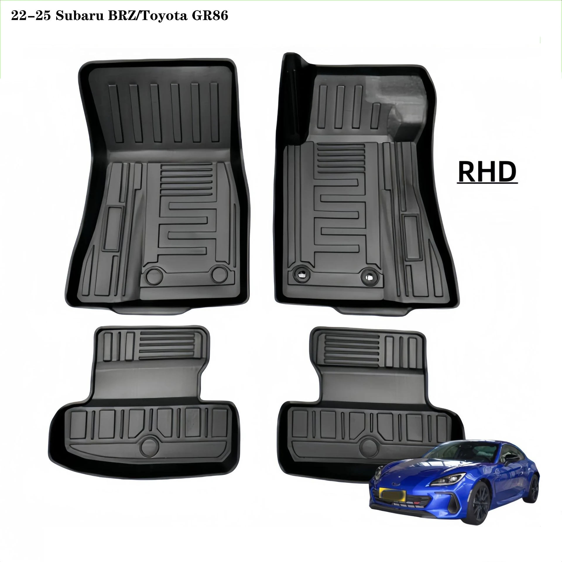 

For 2022-2025 BRZ/GR86 RHD 3D Carpet TPE Car Floor Mats - Waterproof, Custom Fit & Anti-Slip