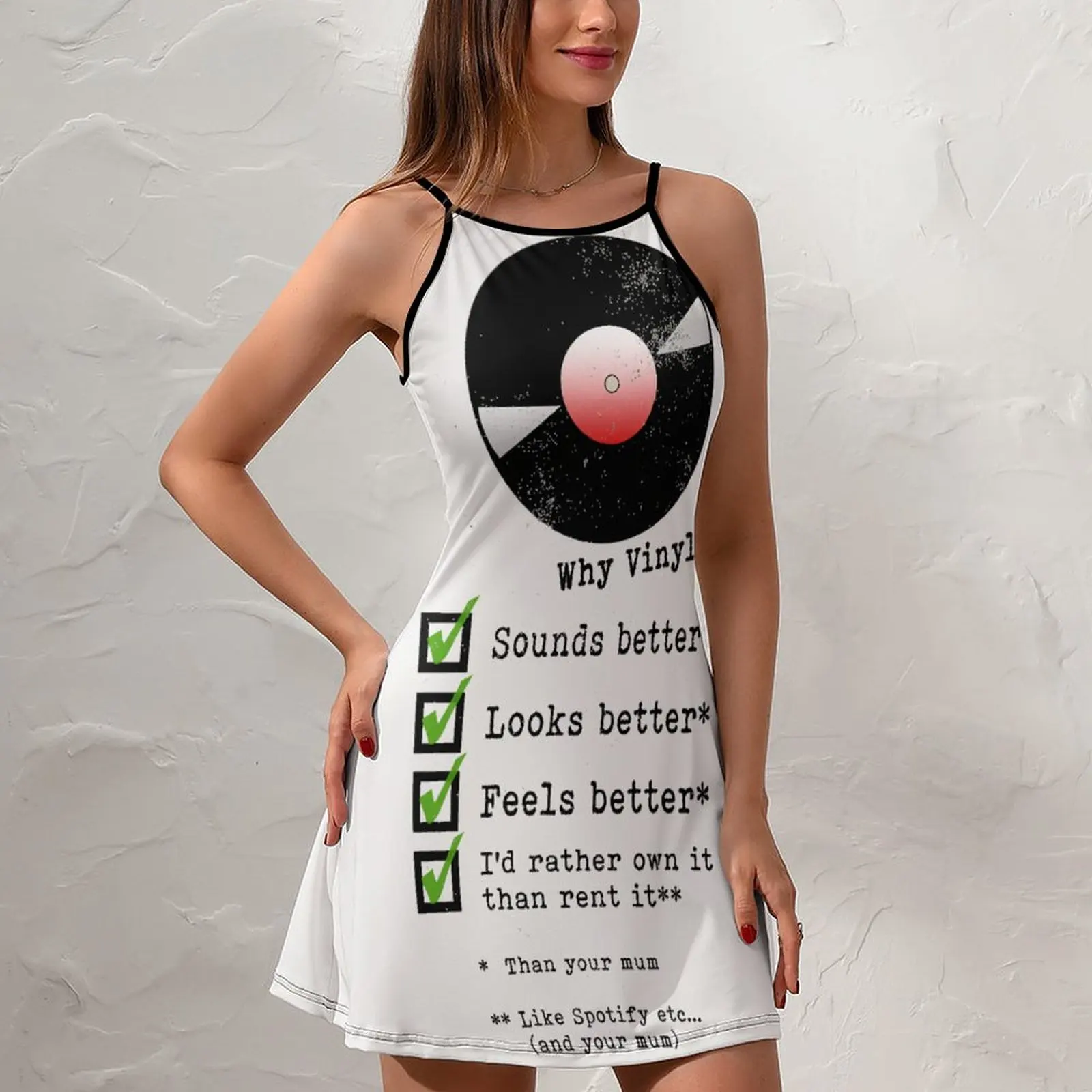 Why Vinyl Classic For Sale Novelty Sexy Woman's Clothing  Women's Sling Dress Funny Joke  Clubs Dresses