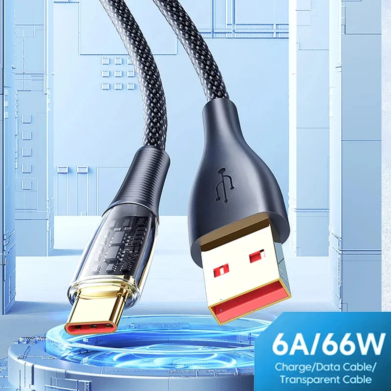 

Провод 6А 66 Вт для мобильного телефона Samsung Huawei Xiaomi Poco f3, кабель для быстрой зарядки типа C, кабель для передачи данных USB C