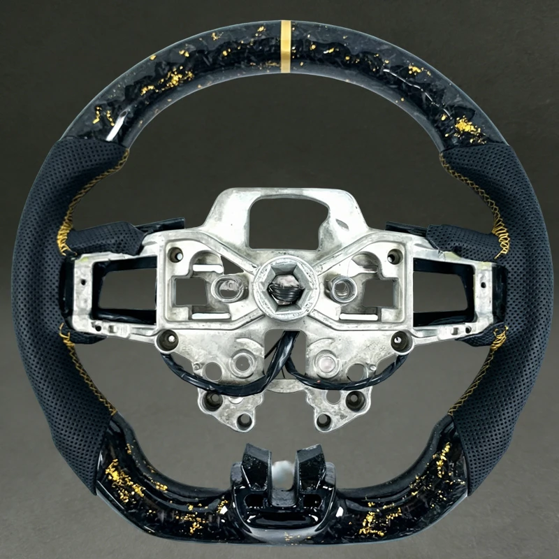 Gold New Forged Carbon Fiber Steering Wheel for Mustang 2015 2016 2017 2018 2019 2020 Support Custom Car Interior Accessories view 6