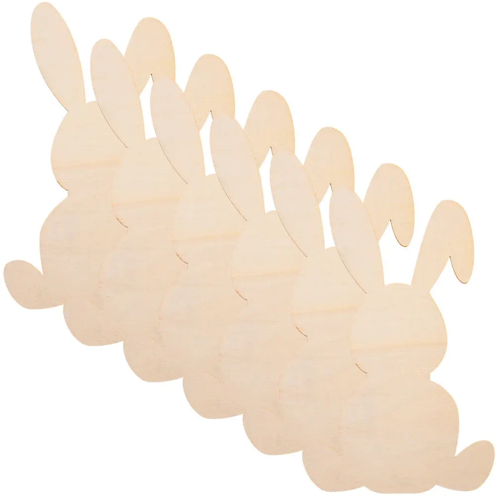 

6Pcs Easter Wooden Bunny Cutouts Natural Polished Wood Slices DIY Painting Decorations Party Supplies Easter Bunny Cutouts
