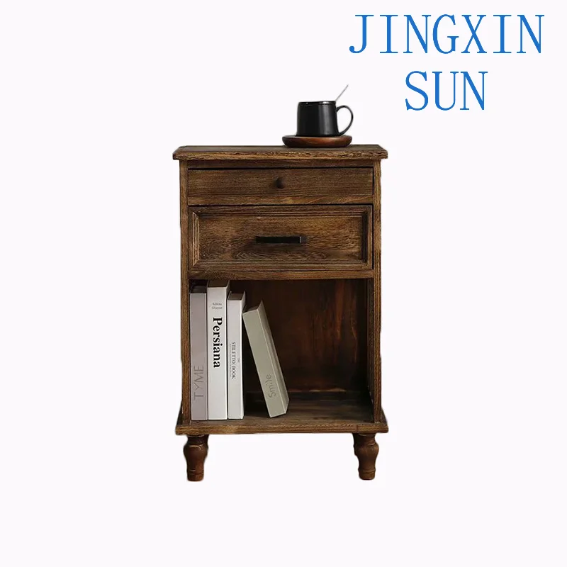 American solid wood storage cabinet retro bedside table 45 mini bedroom bedside table pastoral crevice narrow cabinet coffee tab
