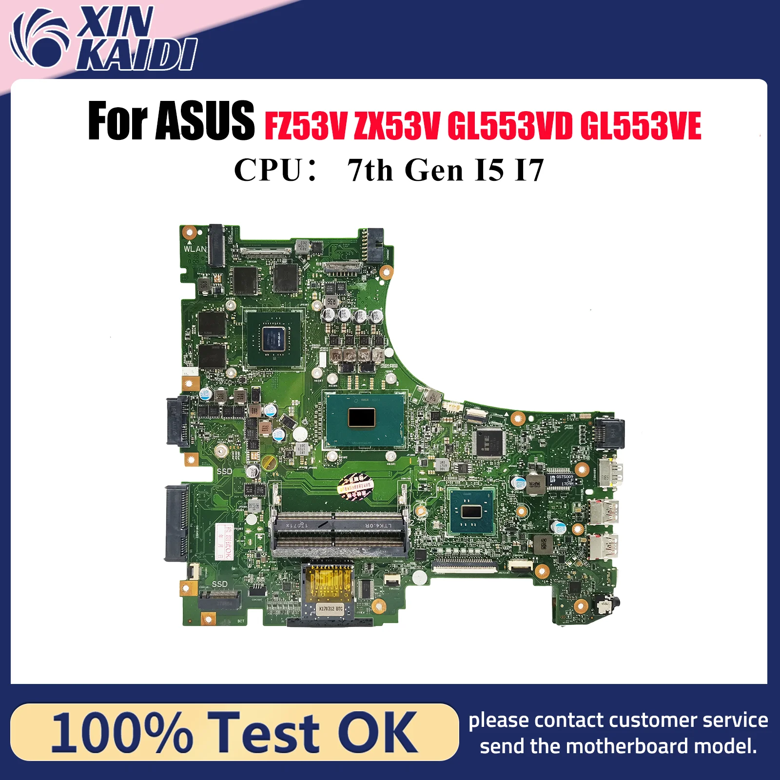 

Материнская плата для ноутбука GL553VD для ASUS ROG FX53VW ZX63V ZX53V FZ53V GL553V GL553VE ZX53VW GL553VD, материнская плата с процессором I5 I7, тест ОК