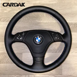 Cardak Full Black Leather Car Steering Wheel Cover Braid for E36 1996 1997-2000 E46 1998-2000 Z3 E36/7 1995 1996 1997-1999