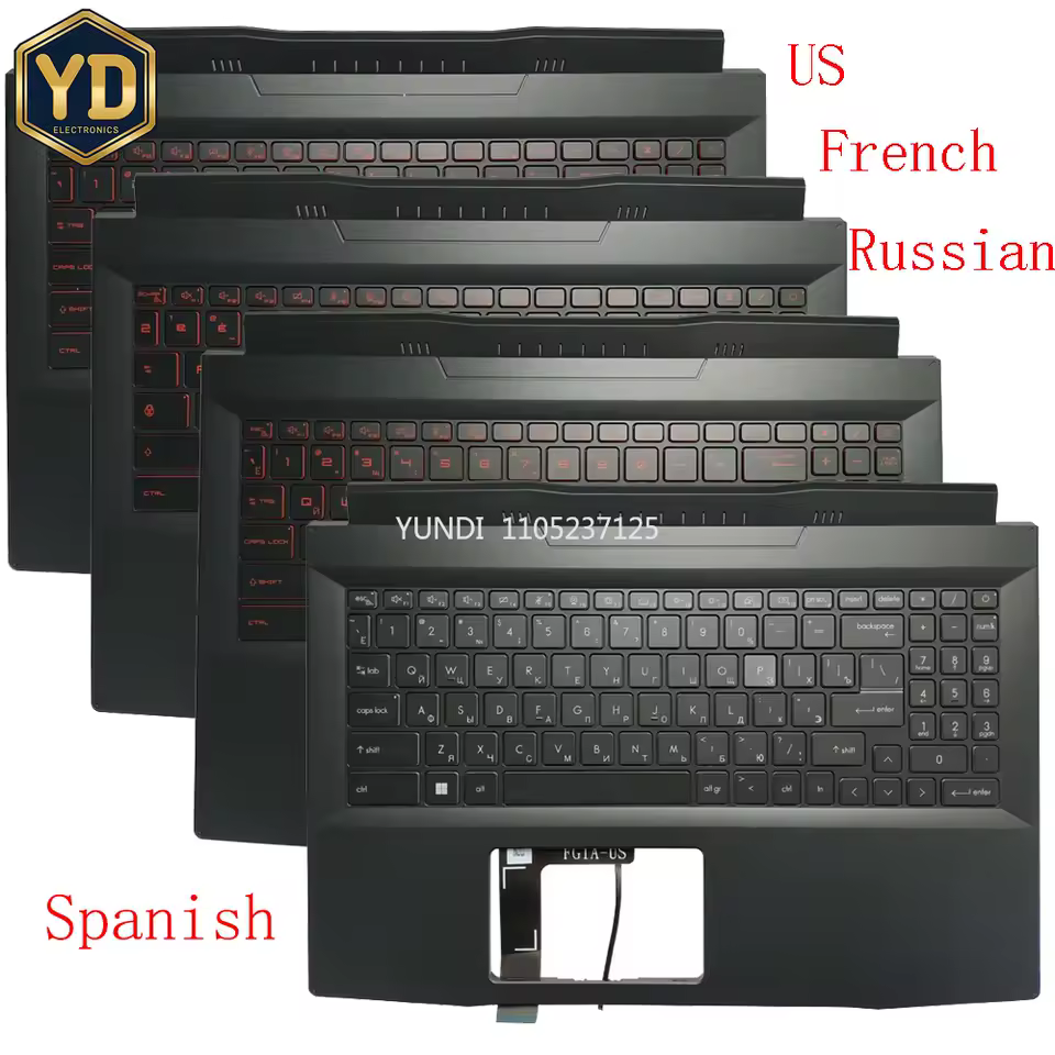 MSI Pulse GF66 GL66 MS-1581 MS-1582 1581 11SC 11UE용 YD 백라이트 미국/프랑스어/러시아어/스페인어 키보드