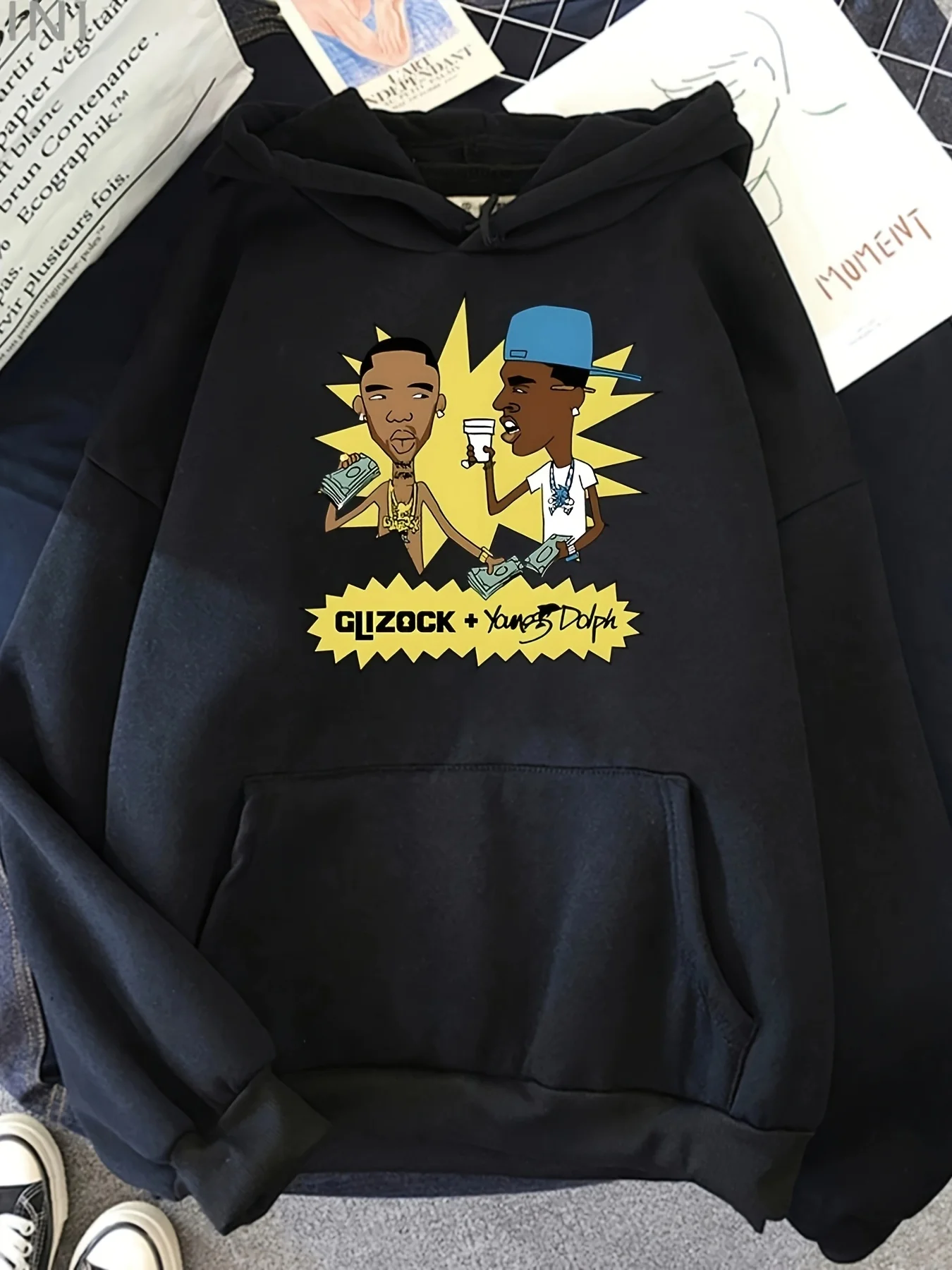 

Мужская толстовка унисекс GIZOCK + Young Dolph — бежевая, свободная, осенне-зимняя