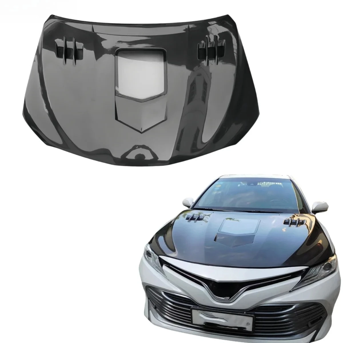 

Прозрачный стеклянный капот двигателя из углеродного волокна для Toyota Camry 8-го поколения 2018-2022, прозрачный капот двигателя