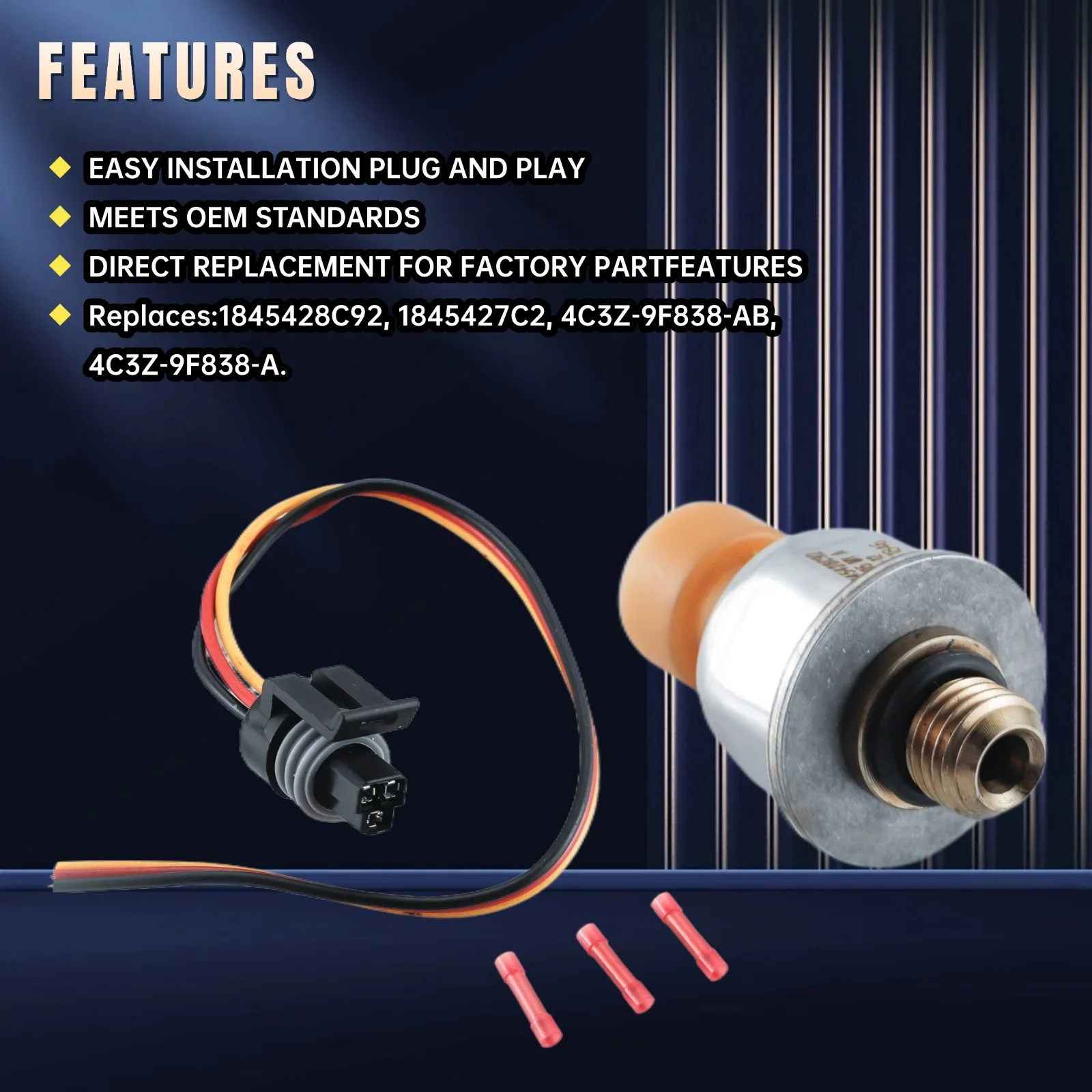 1845428 C92 6.0 Power stroke การใช้ฉีดเซ็นเซอร์ความดัน ICP เซนเซอร์ Pigtail Kit สําหรับ Ford F250 F350 เปลี่ยน 4C3Z-9F838-AB