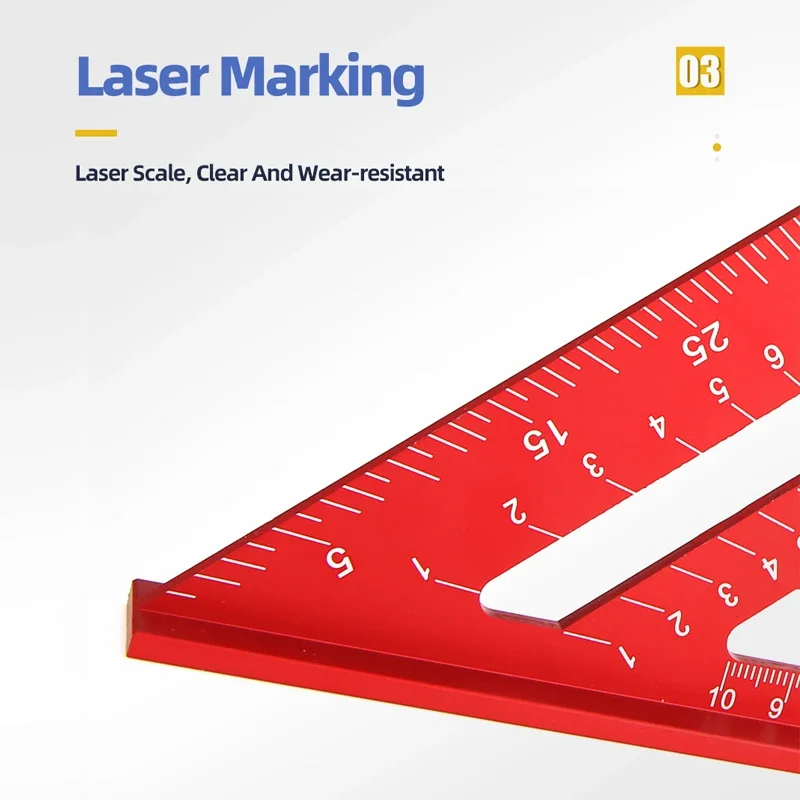 Regla Triangular de aleación de aluminio engrosada, Joiner métrico cuadrado, ángulo cuadrado, calibre cuadrado para carpintería, 7 pulgadas, 90 grados