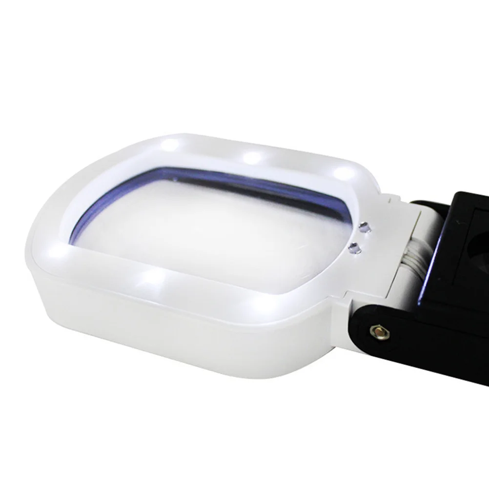 1 conjunto de lupa portátil dobrável lupa led luz alta definição portátil leitura lupa para circuito jóias