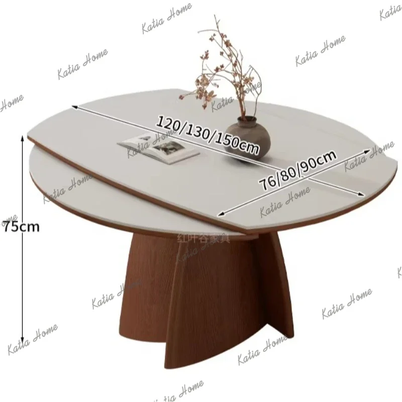 LD Vintage Rock Slab Dining Table Stretching Contractingtable Variable Dining Table Round Home Furniture