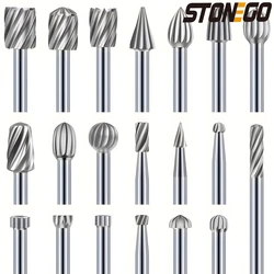 STONEGO HSS Rotary File Set - Carving and Engraving Bits with 1/8