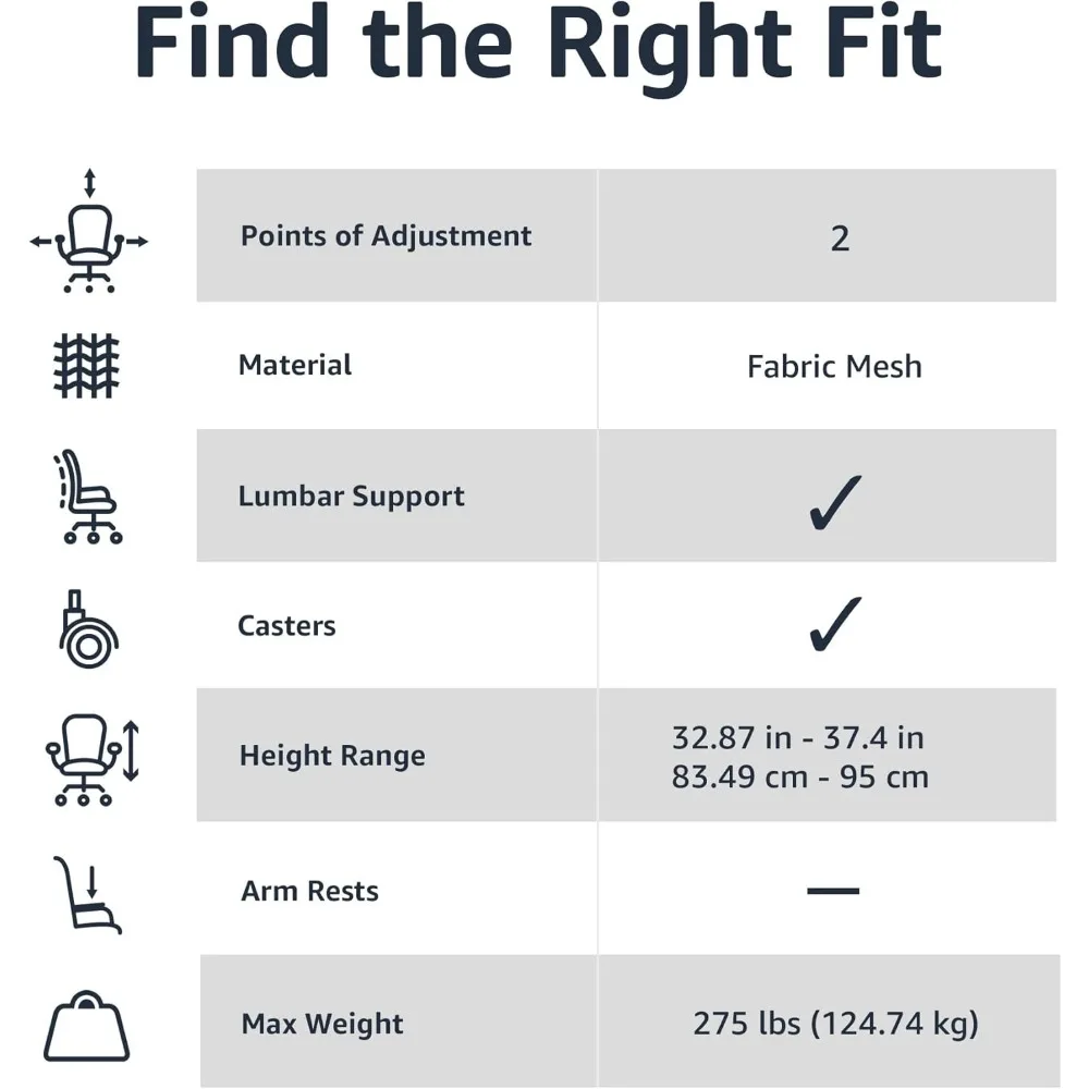 كرسي مكتب دوار شبكي مريح مع مسند ظهر منخفض قابل للتعديل ومقعد مبطن، تصميم مسامي، الأبعاد 21.25 عمق × 22.5 وات