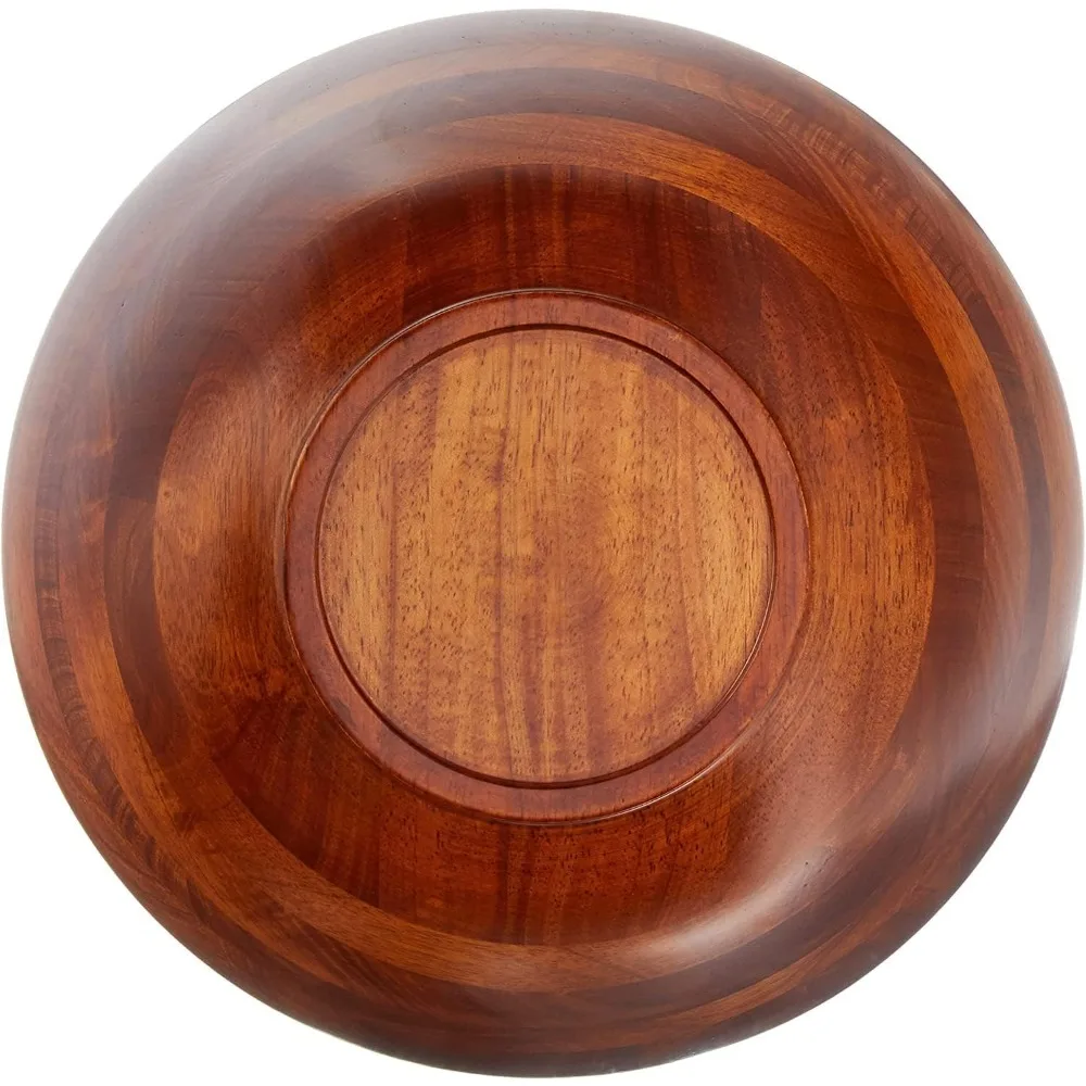 وعاء تقديم كبير من خشب الكرز للفواكه والسلطات، قطر 13.75 بوصة × ارتفاع 5 بوصة، لمسة نهائية آمنة للطعام