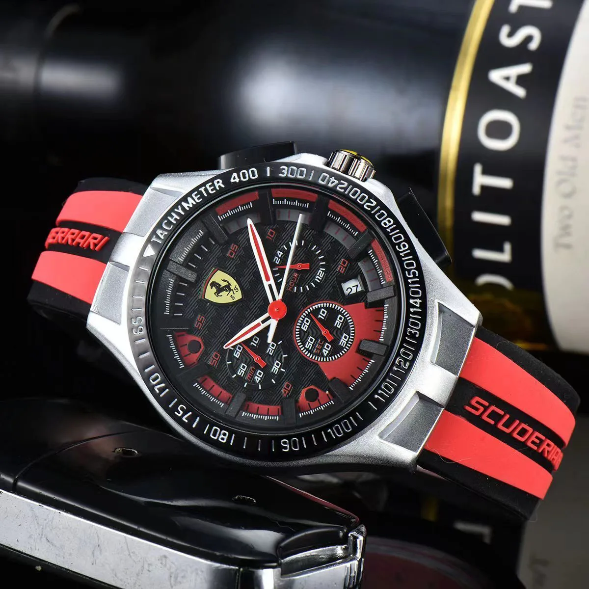ساعات يد رجالية راقية من فيراري كهدايا تذكارية للأعمال ساعة شعار سيارة كوارتز لسيارة فيراري F430 ستراديل روما 488 سبايدر SF90