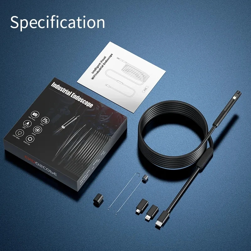 W300 Mini Endoscope Camera 1080P Single&Dual 8MM Lens Hard Cable Waterproof Car Sewer Inspection Borescope For IOS Android