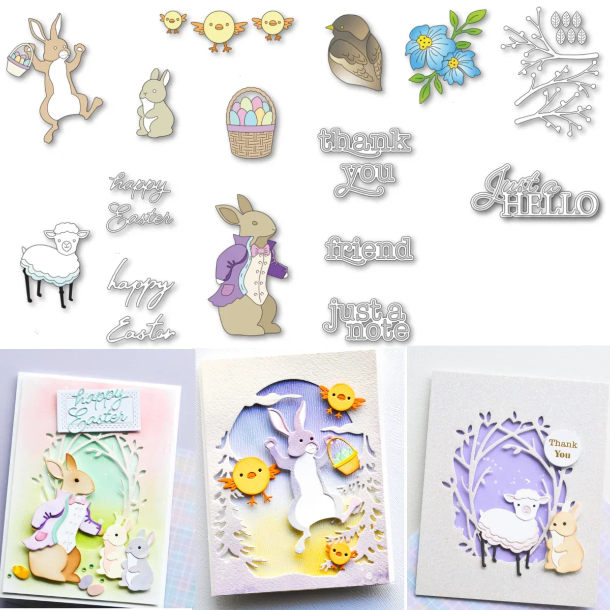 Primavera Animais Flores Metal Corte morre, Scrapbooking Suprimentos, Álbum de cartão de papel, DIY Craft Template Decoration, Novo, 2024