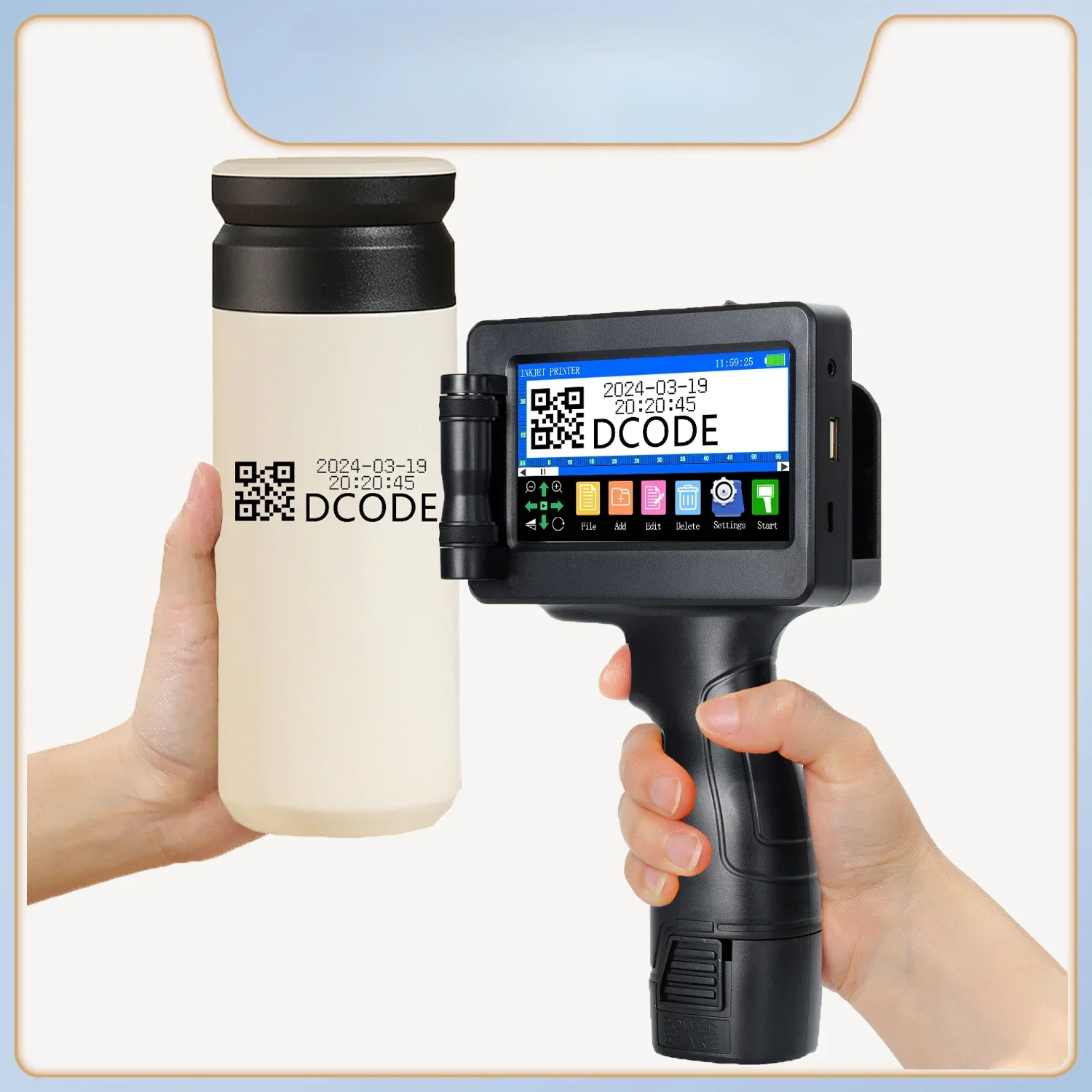 

DCODE 1755PLUS 12.7mm Portable Printers Handheld Inkjet Printer Text QR Barcode Batch Number Logo Image Date Printing Machine