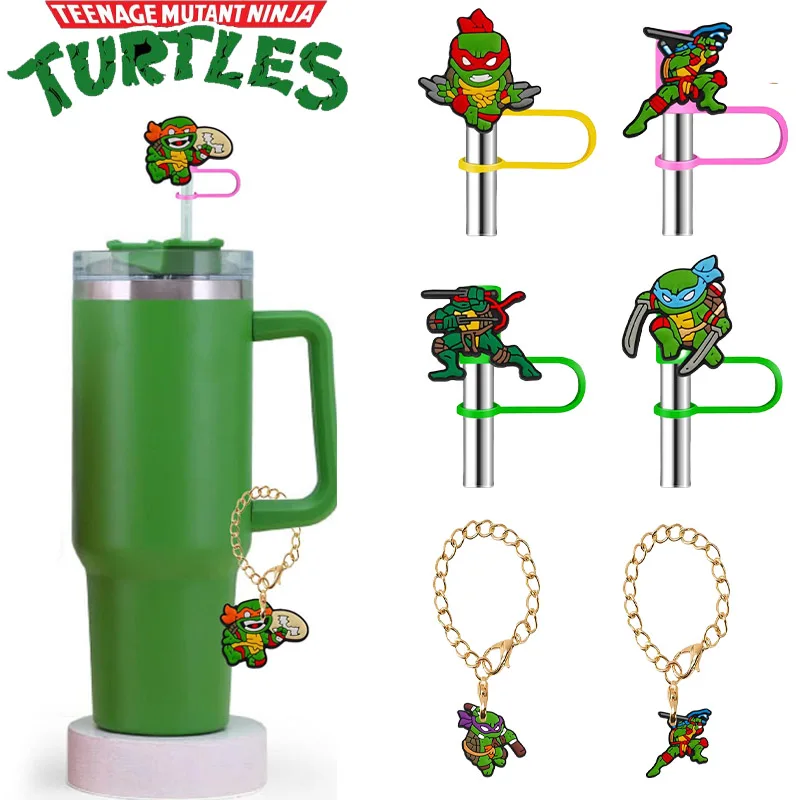 2PCS TMNT Teenage Mutant Ninja Turtles Straw Covers for Stanley Tumbler Cups Accessories Silicone Drinking Dust Cap Straw Tips