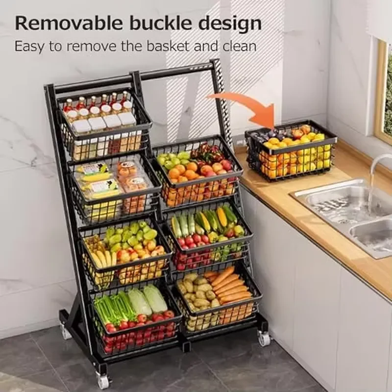 Durable multi-layer roller display rack, fruit and vegetable grocery supermarket storage rack