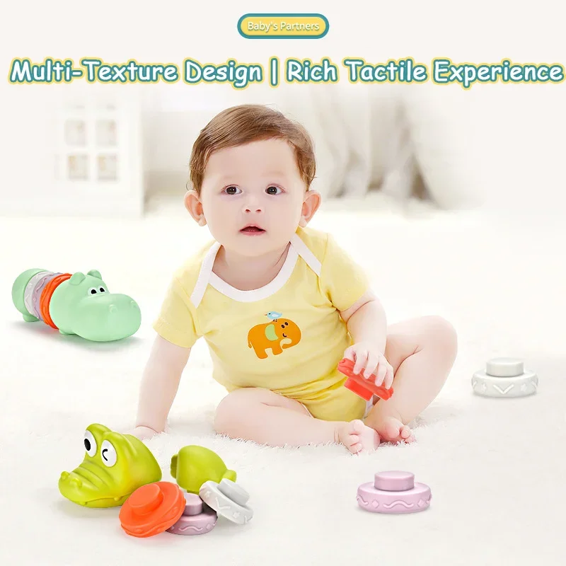 Rubberen dierenspeelgoed voor baby's - DIY-gebouwbare dierenset voor kleurherkenning en vroeg leren (leeftijd 6M+)