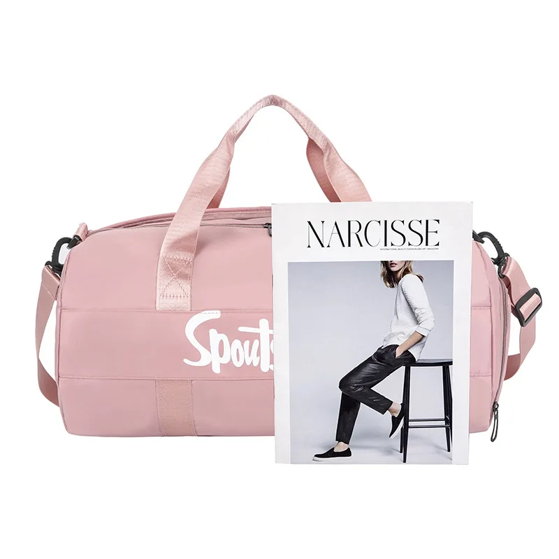 Bolsa De gimnasio negra con lentejuelas para mujer, bolso deportivo impermeable con compartimento para zapatos, para entrenamiento físico, Yoga,